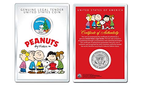 Peanuts Snoopy w Christmas Tree OFFICIAL JFK Half Dollar Coin in PREMIUM HOLDER