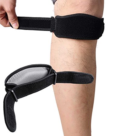 [Update Version]Ilyever 2 Pack Knee Patella Support Strap with Resilient Comprassion Pad Fully Adjustable Tendon Brace Band Pad-Pain Relief for Running,Arthritis,Jumper,Tennis,Basketball,Tendonitis