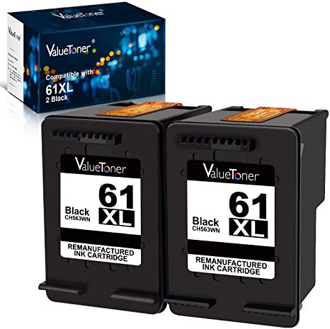 Valuetoner Remanufactured Ink Cartridge Replacement for HP 61XL 61 XL High Yield for Envy 4500 5530, Deskjet 2540 1056 1510 1000 1010, Officejet 4630 2620 4635 Printer (Black, 2 Pack)