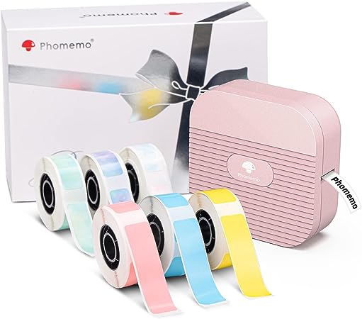 Phomemo Label Makers with Tape- Q31 Mini Label Maker Bluetooth Labeler Machine with 6 Tapes, Compatible with iOS & Android, Great for Home, Office, Organization, USB Rechargeable Labeler, Pink