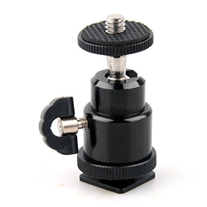 Konsait Mini Ball Head with Lock and Hot Shoe Adapter Camera Cradle 1/4" Mount Adapter To Video Camcorder Hot Shoe For LCD Monitors