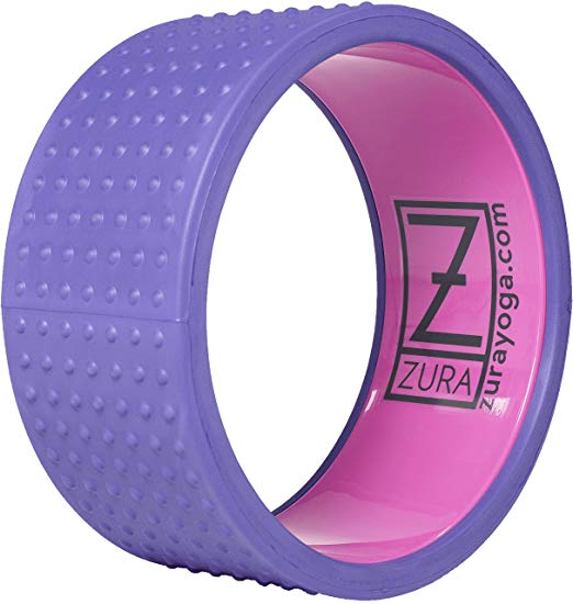ZURA Unique 13.5" Yoga Wheel, Massage Yoga Wheel Relieves Back Pain, Hips, Chest, Shoulders. Dharma Yoga Prop Wheel Ideal for Stretching, Back Bends. Pro Series is Super Strong Holds 300 Pounds