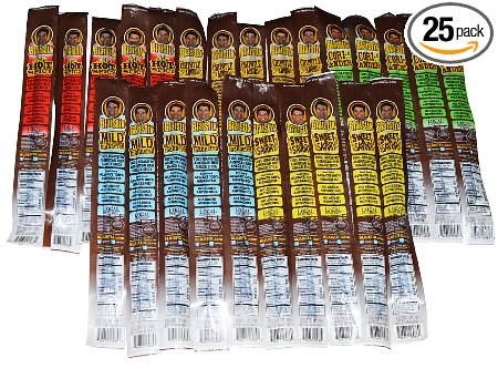 Pure Grassfed USA Beef Jerky Snack Sticks - 25 pack Assorted  Gluten Free  No Antibiotics  No Hormones  No Nitrates