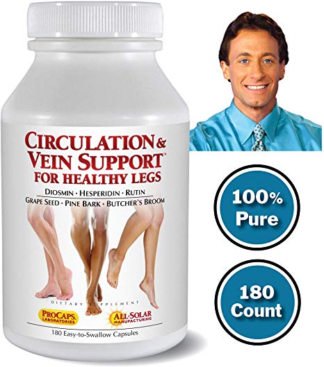 Andrew Lessman Circulation Vein Support for Healthy Legs 180 Count - High Bioactivity Diosmin Natural Oxidants Butcher's Broom Visibly Reduces Swelling and Discomfort in Feet, Ankles, Calves and Legs