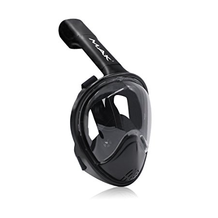 M.A.K 180° Full Face Snorkel Mask,Free Breath with Panoramic View Anti-Fog, Anti-Leak（Compatible with All GoPro cameras)