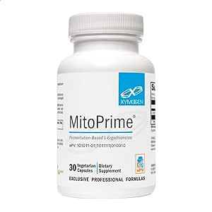 XYMOGEN MitoPrime - Fermentation-Based L Ergothioneine - Antioxidant Supplement to Support Brain Health   Already-Healthy Glutathione Levels in The Body (30 Capsules)