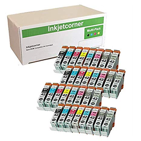 Inkjetcorner Compatible Ink Cartridges Replacement for CLI-42 CLI 42 for use with Pro-100 Pro 100 (4 Black, 4 Cyan, 4 Magenta, 4 Yellow, 4 Photo Cyan, 4 Photo Magenta, 4 Gray, 4 Light Gray, 32-Pack)