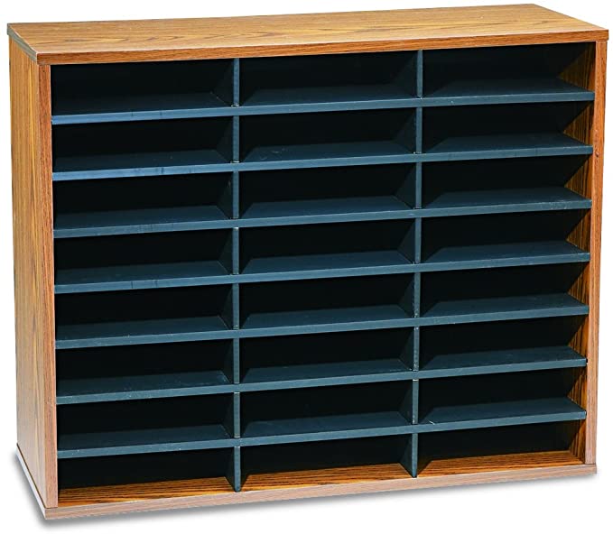 Fellowes 25043 Literature Organizer, 24 Letter Sections, 29 x 11 7/8 x 23 7/16, Medium Oak