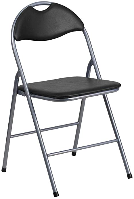 Flash Furniture 2 Pk. HERCULES Series Black Vinyl Metal Folding Chair with Carrying Handle