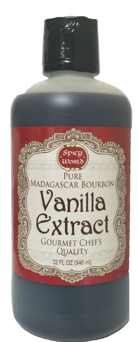 Spicy World Madagascar Bourbon Pure Vanilla Extract 32 Ounce - One Month Cold Extraction Process No Heat or Pressure Used