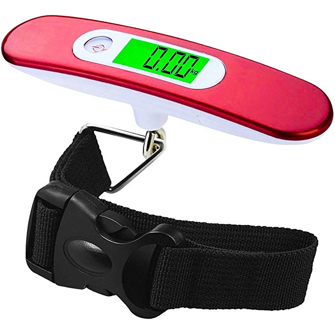 Travel Buddy Luggage Scale LS2 2017 - Portable Digital Travel Suitcase Scale with Buckle Strap - High Accuracy - 110lb/50KG Capacity (Red)