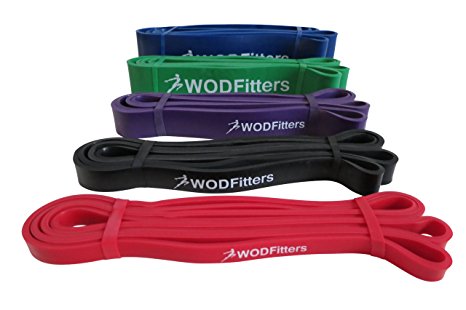 WODFitters Pull Up Assistance Band, Stretch Resistance Band - Mobility Band - Powerlifting Bands - Extra Durable Top Rated Elastic Workout / Exercise Pull-Up Assist Bands - SINGLE BAND or SET