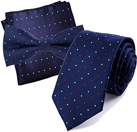Flairs New York Collection Neck Tie, Bow Tie & Pocket Square Matching Set