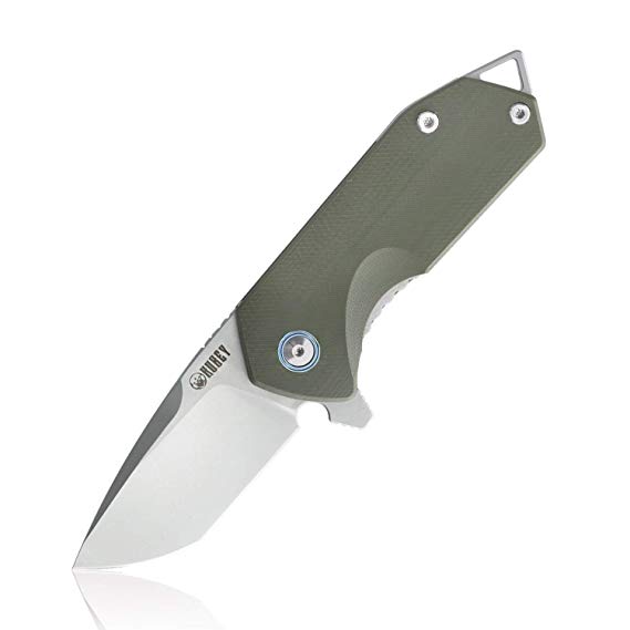 KUBEY Pocket Folding Knife, Compact Everyday Carry with 2.7" Tanto Balde and G10 Handle with Flipper Open, for Outdoor Camping and Survival - KU203
