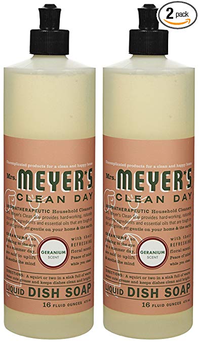 Mrs. Meyer's Clean Day Liquid Dish Soap, Geranium, 16oz, 2pk