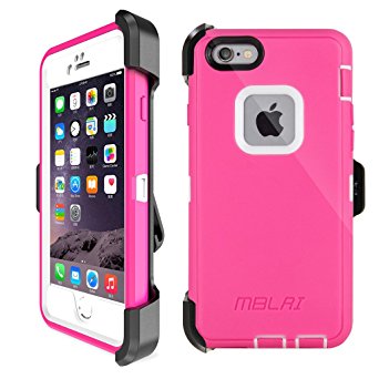 iPhone 6s Cases, iPhone 6 Case Heavy Duty Tough Shockproof Cover with Belt Clip Kickstand & Built-in Screen Protector for Apple iPhone 6/6s 4.7 Inch Hot Pink