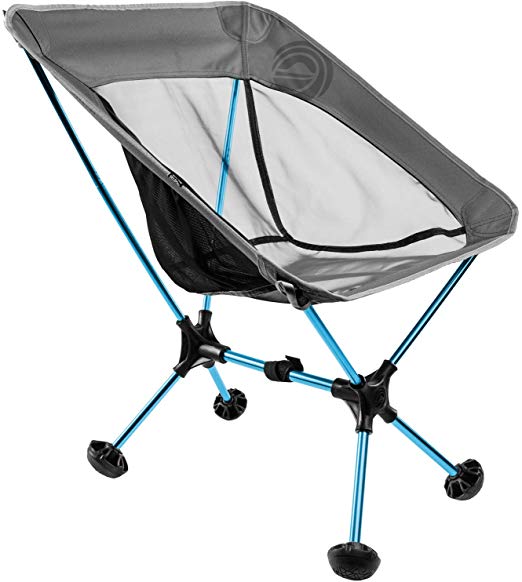 Terralite Portable Camp Chair. Perfect for Camping, Beach, Backpacking & Outdoor Festivals. Compact & Heavy Duty (Supports 300 lbs). Includes TerraGrip Feet- Won’t Sink in The Sand or Mud.