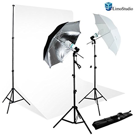 Limostudio 700W Photography Light Photo Video Studio Umbrella Lighting Kit, 10 x 10 ft. Studio backdrops Backgrounds Support kit, AGG711