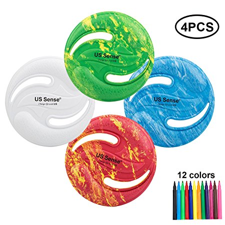 US Sense Kids Frisbee Flying Disc Boys Toys 4 Pack - Fun Sports Games for Boys Girls Family- Outdoor Games at Beach Pool Park School Playground and Back Yard DIY Creativity