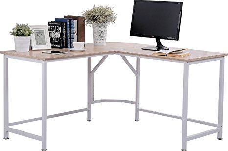 TOPSKY L-Shaped Desk Corner Computer Desk 55" x 55" with 24" Deep Workstation Bevel Edge Design(OAK)