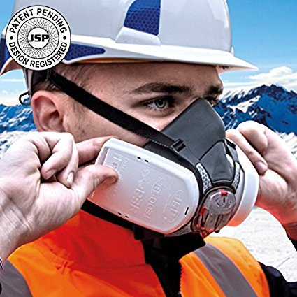 High Performance FORCE 8 Dust System - Mask, Complete With Twin, Ready Fitted, Press to Check P3 (98%) Dust Filters and free set of disposeable Ear Plugs for work in Noisy Environments.