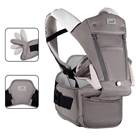 Ergonomic Baby Carrier All Seasons Foldable Hip Seat With Lumbar Support for Newborns to Toddler 8-65 lbs