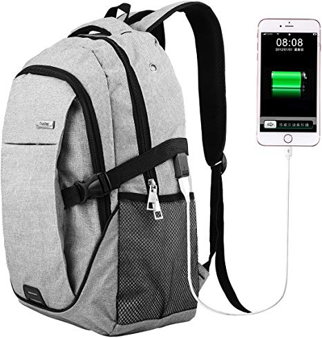 Laptop Backpack for Men Back Pack with USB Charging Port,Notebook Lightweight Travel Backpack (Grey-1)