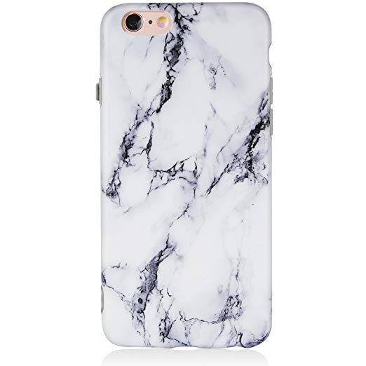 DICHEER iPhone 6 Case,iPhone 6s Case,Cute Black White Marble Men Women Girls Slim Fit Thin Clear Bumper Glossy TPU Soft Rubber Silicon Cover Best Protective Phone Case iPhone 6/iPhone 6s