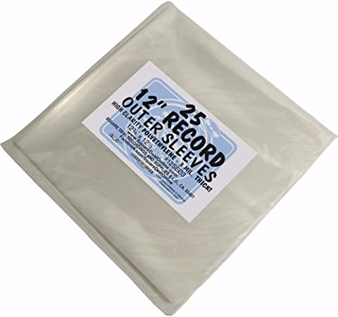 (25) 12" Record Outer Sleeves - INDUSTRY STANDARD 3mil Thick Polyethylene - 12 3/4" x 12 1/2"