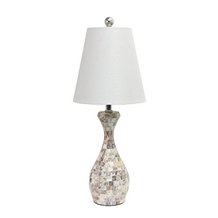 Elegant Designs LT1002-SHL Trendy Malibu Seashell Mosaic Look Curved Table Lamp with Chrome Accents, 22.05" x 9.84" x 9.84"
