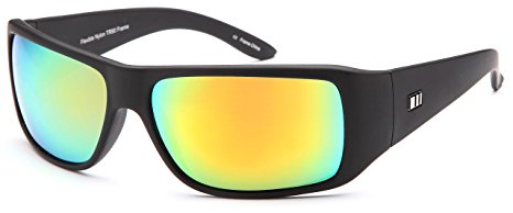 Gamma Ray Stealth Polarized UV400 Flat Black Updated Wrap Sunglasses in Shatterproof Nylon Frame