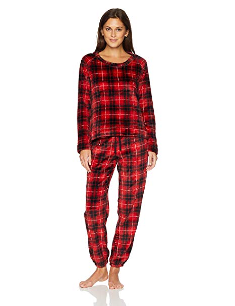 Mae Women's Sleepwear Marshmallow Fleece Pullover Top and Jogger Pajama Set