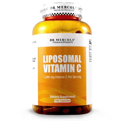Dr. Mercola Liposomal Vitamin C 1.000mg per Serving - 180 Capsules - 90 Servings - Higher Bioavailability Potential & Protection Against Intestinal Discomfort