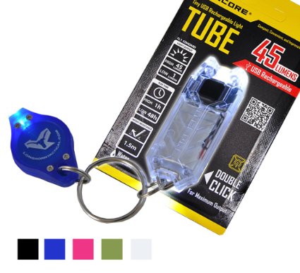Nitecore Tube T Series Transparent 45 Lumens Rechargeable Key Chain Flashlight and 25 Lumens Lumen Tactical Keychain Light Bundle (Transparent)