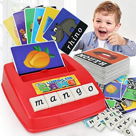 English Matching Letter Game Cartoon Educational Spelling Words Toy & Increases Memory Interactive Parent-Kids Desk Game (Lower Case Letters)