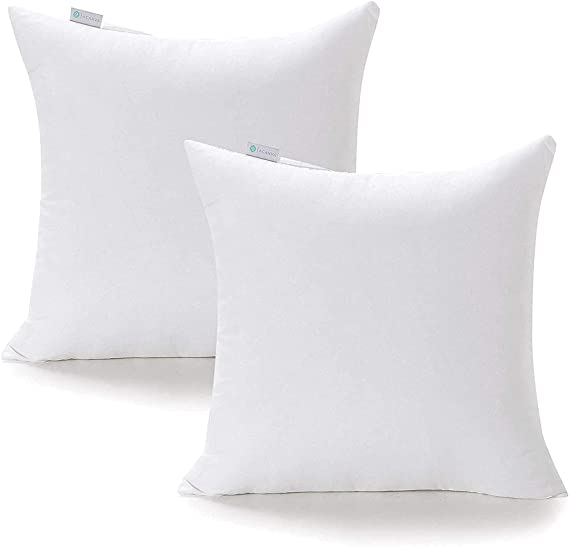 Acanva 20 x 20 Premium Hypoallergenic Polyester Stuffer Square Form Sham Throw Pillow Inserts, 20"-2P, 2020 Newer Version