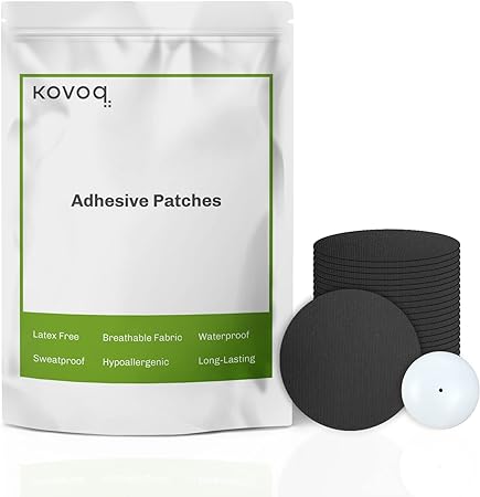 Kovoq 25PCS Waterproof Libre 2 Sensor Covers - Gen 2 Adhesive Patches for Freestyle Libre Sensors with Rounded Hardshell Cover,Sweatproof,Breathable Latex-Free and Hypoallergenic (Black)