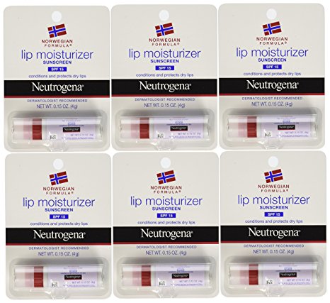 Neutrogena Lip Moisturizer SPF 15, 0.15 Ounce,6 Count