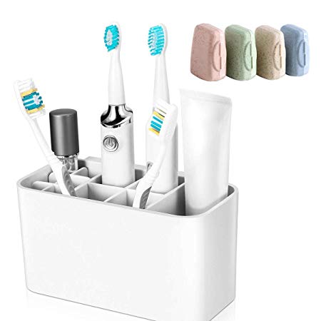 Toothbrush Holder - Bathroom Wall Mounted Multifunctional Toothbrush Caddy, 11 Slots for Electric Toothbrush Toothpaste and 4 Toothbrush Covers (2)