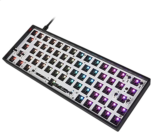 EPOMAKER GK64X RGB Hotswap Custom DIY Kit for 60% Keyboard with Split Spacebar Module, PCB Mounting Plate Case (Black, GK64X)