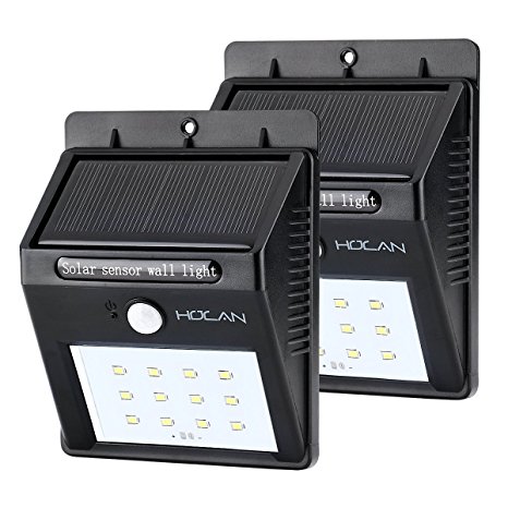 Solar Motion Sensor Light,Holan 12 LED Waterproof Powered Security Light Outdoor Motion Detection Mode for Garden,Outdoor,Fence,Patio,Deck,Yard,Home,Driveway,Basement Stairs,Outside Wall（2 Pack）