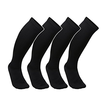 Graduated Compression Socks Women & Men - 4 Pairs of 15-20 mmHg Compression Stockings - Best for Medical, Running, Nursing, Travel, Athletic, Edema, Diabetic, Shin Splints (S/M, Black, 4 Pairs)