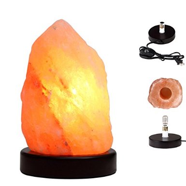 YYout Himalayan Rock Crystal Salt Lamp with Dimmable Switch, Electric Wire and Three 15W Bulbs, 3 - 5 lbs