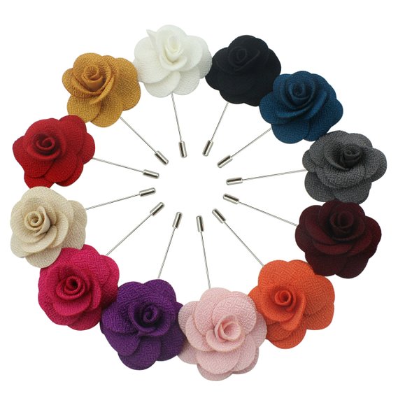 Lapel Flower Pin Rose for Wedding Boutonniere Stick (Set of 12 PINS)