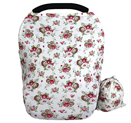 Baby Car Seat Cover canopy nursing and breastfeeding cover(print flower-01)