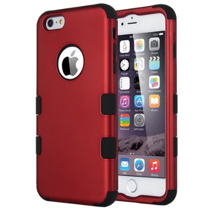 iPhone 6 Plus Case, ULAK Shock Absorbing Case with Hybrid 3in1 Cover Soft silicone   Hard PC for Apple iPhone 6 plus (5.5" inch) 2014 Release (Red/Black)