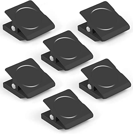 Grtard 6 Pck Magnetic Clips Heavy Duty, Fridge Magnets Clips, Strong Magnets for Whiteboard, Refrigerator, Home, School, Office (Black)