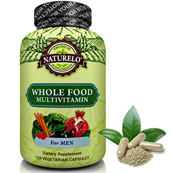 NATURELO Whole Food Multivitamin for Men - #1 Ranked - with Natural Vitamins, Minerals, Antioxidants, Organic Extracts - Vegan & Vegetarian - Best for Energy, Brain, Heart & Eye Health - 120 Capsules