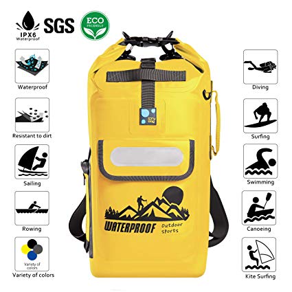 IDRYBAG Dry Bag Waterproof Backpack Floating 20L Roll Top Compression Sack Keeps Gear Dry for Kayaking, Beach, Rafting, Swimming, Boating, Hiking, Camping,Fishing,Canoeing