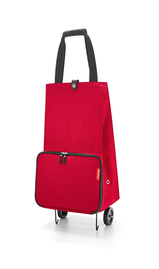 reisenthel Foldable Trolley Bag, Packable Oversized Tote with Wheels, Red